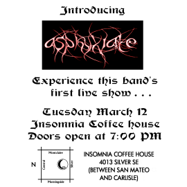 Flyer, Insomnia Coffee House 03/12/02
